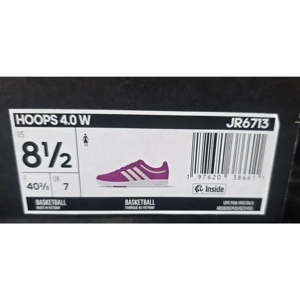 adidas Hoops 4.0 W Pink Off White Retro Casual Sneakers Women's Size 8.5 JR6713